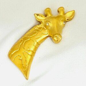 Vintage 1980s Large Gold Tone Giraffe Brooch